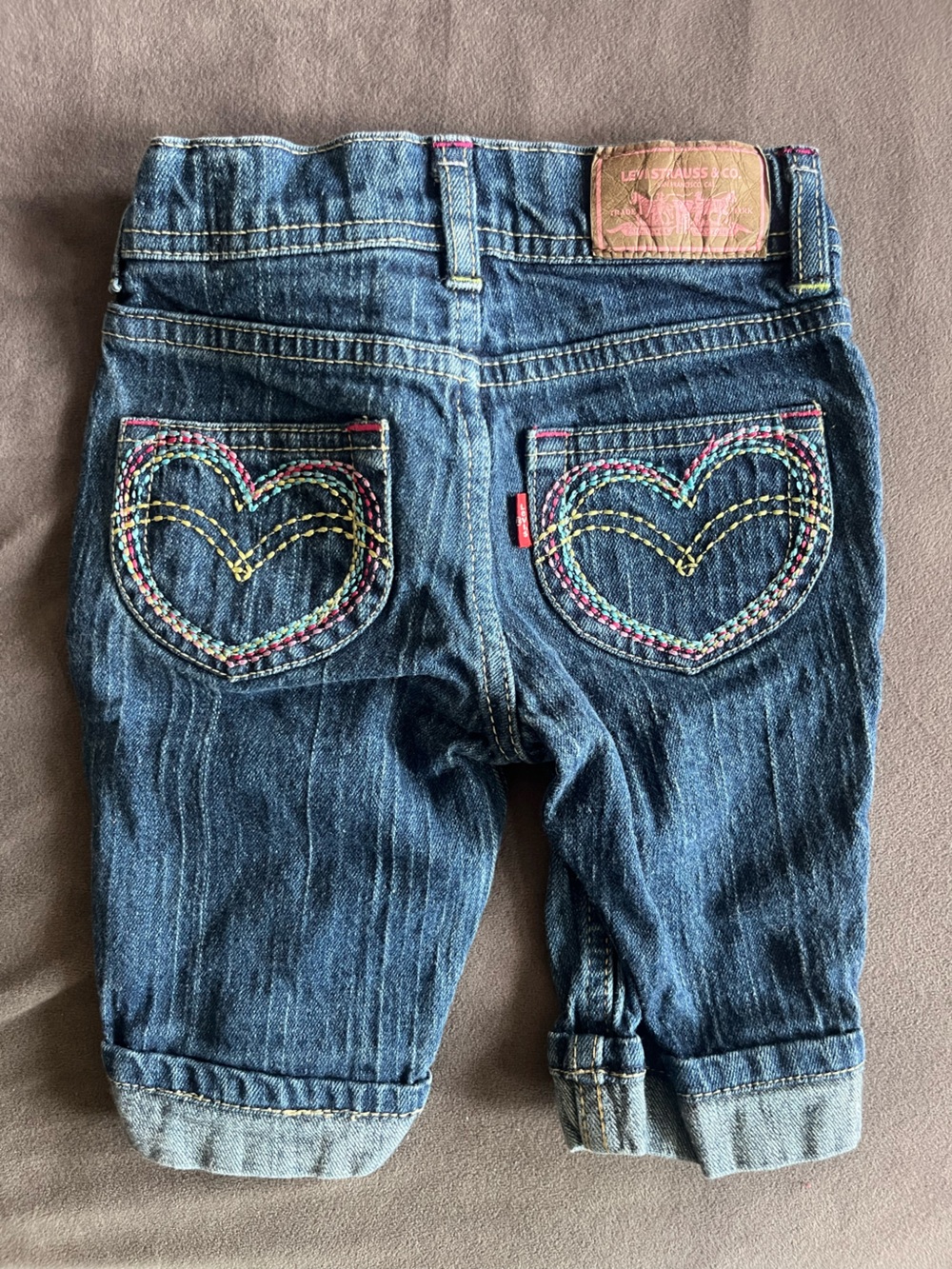 Levi's Blue knee length Jean shorts with Multicolor Heart Stitching
